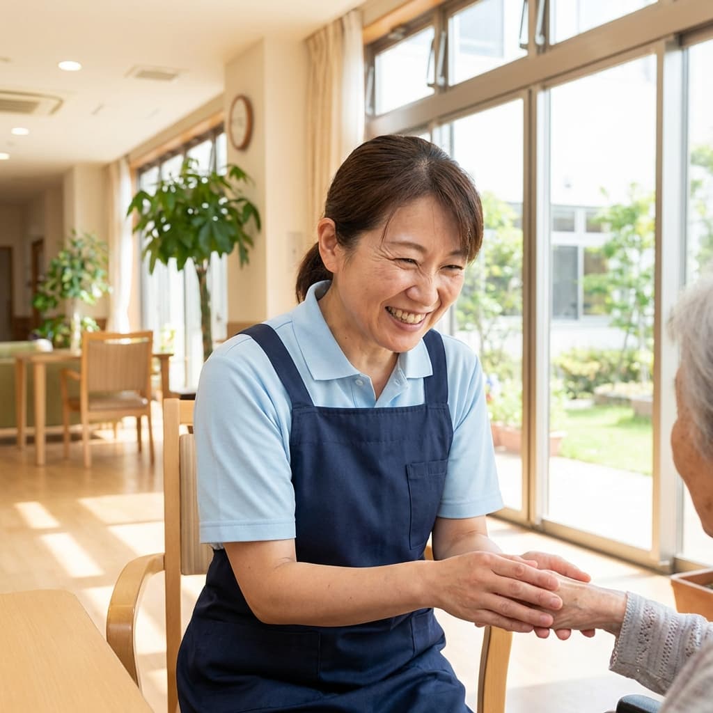 笑顔で働く介護スタッフ